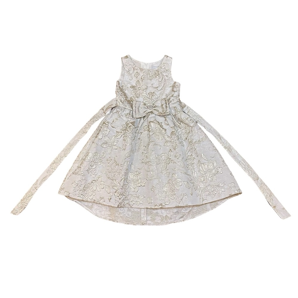 Rare Editions Girls Brocade Dress with High-Low Hem, Ivory, Size 6x